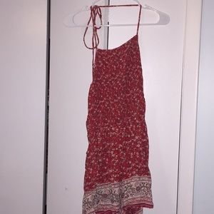 Backless floral halter romper